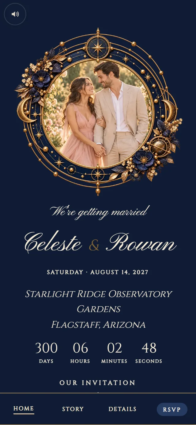 Celestial Observatory: Home page with demo content