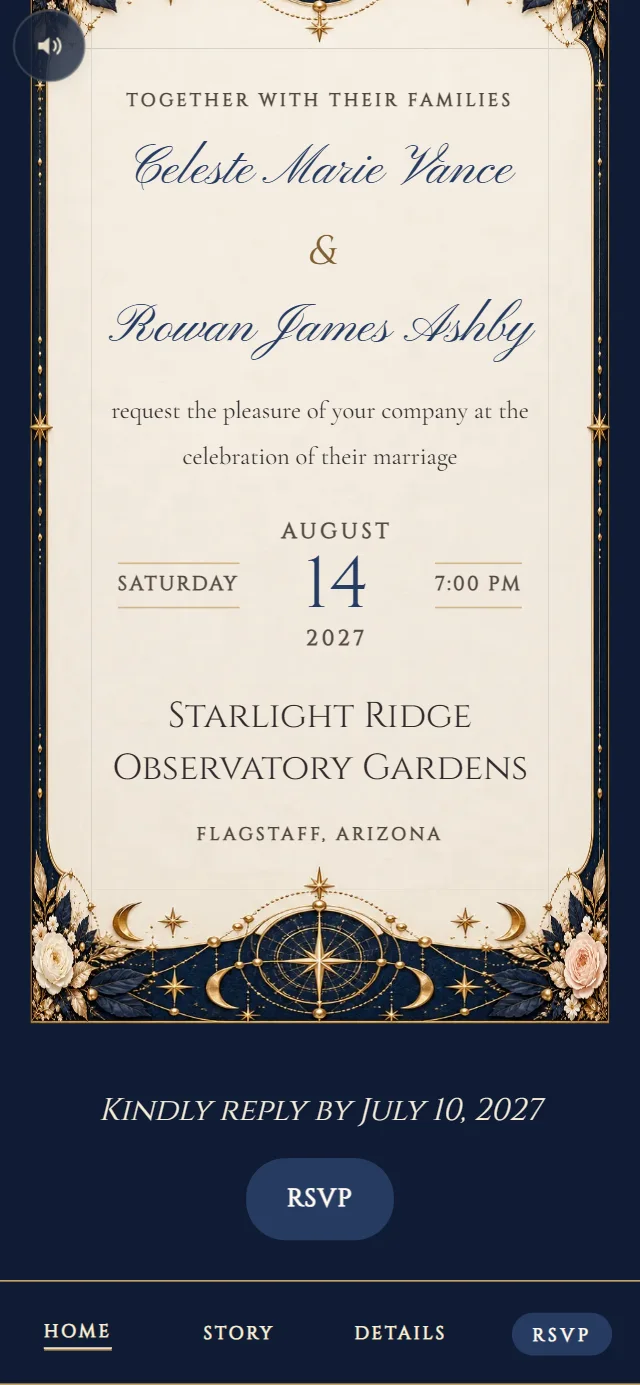 Celestial Observatory: Invitation card (demo content)