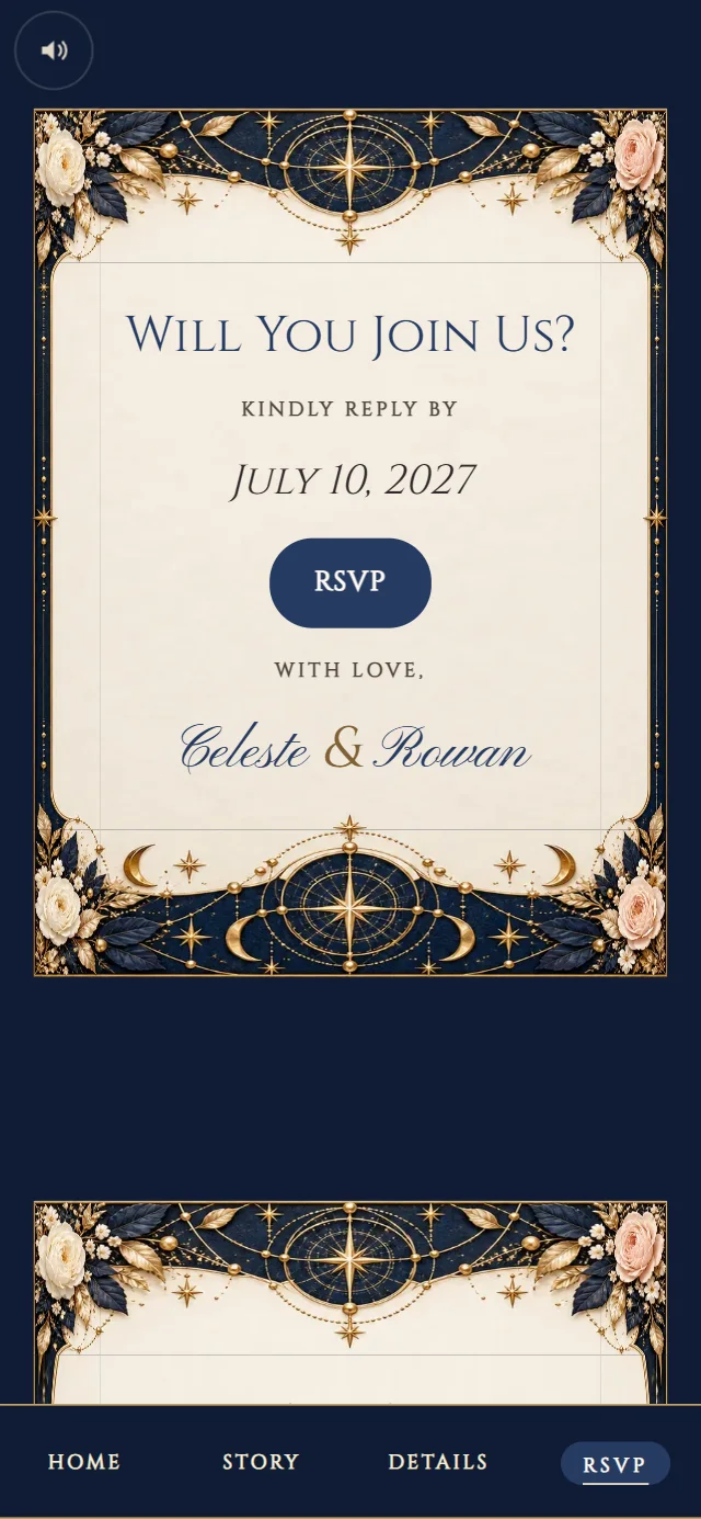 Celestial Observatory: RSVP page with demo content