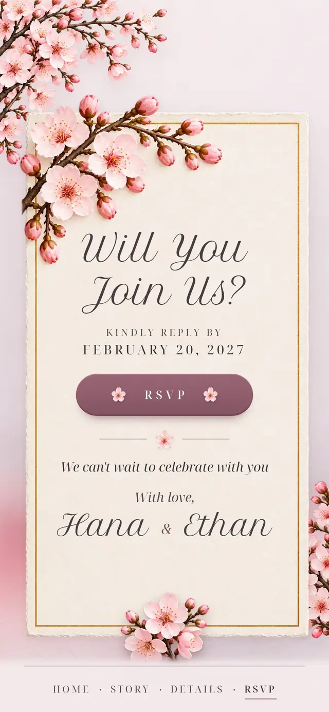 Cherry Blossom Spring: RSVP page with demo content