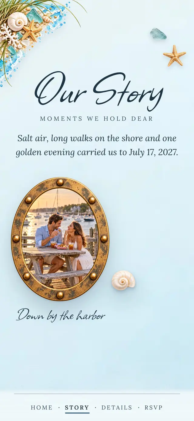 Coastal Seaside: Our Story page with demo content