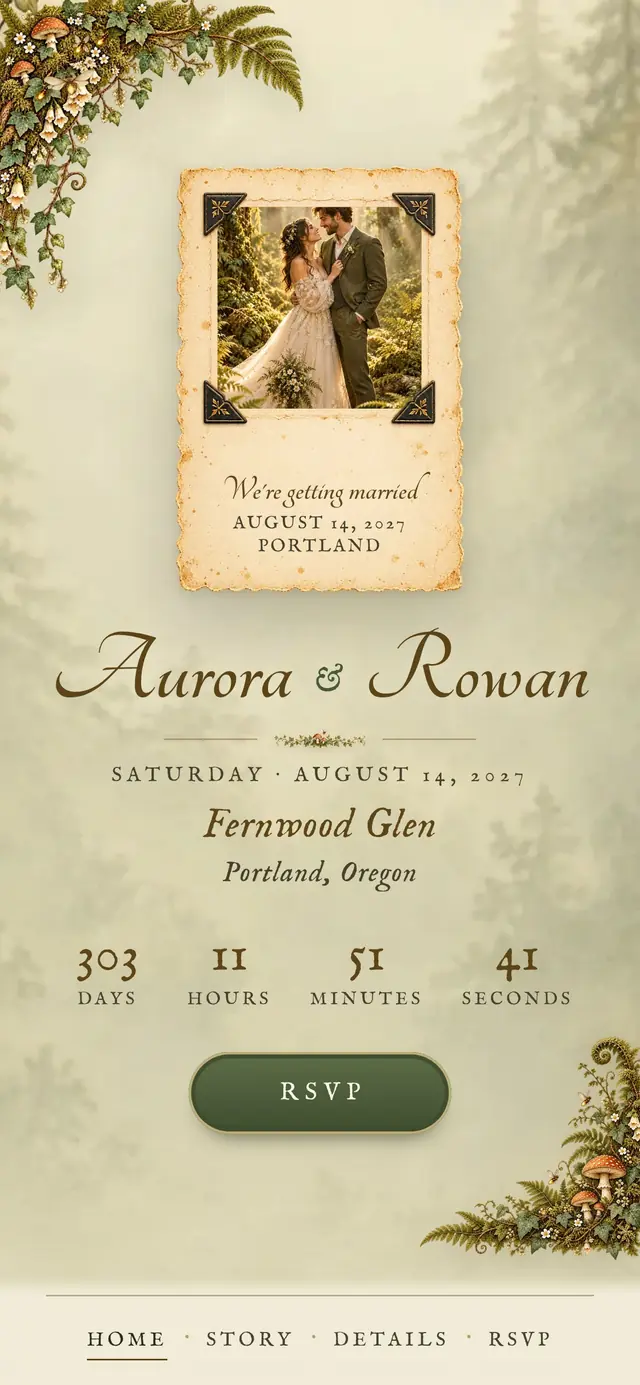 Enchanted Forest Storybook: Home page with demo content