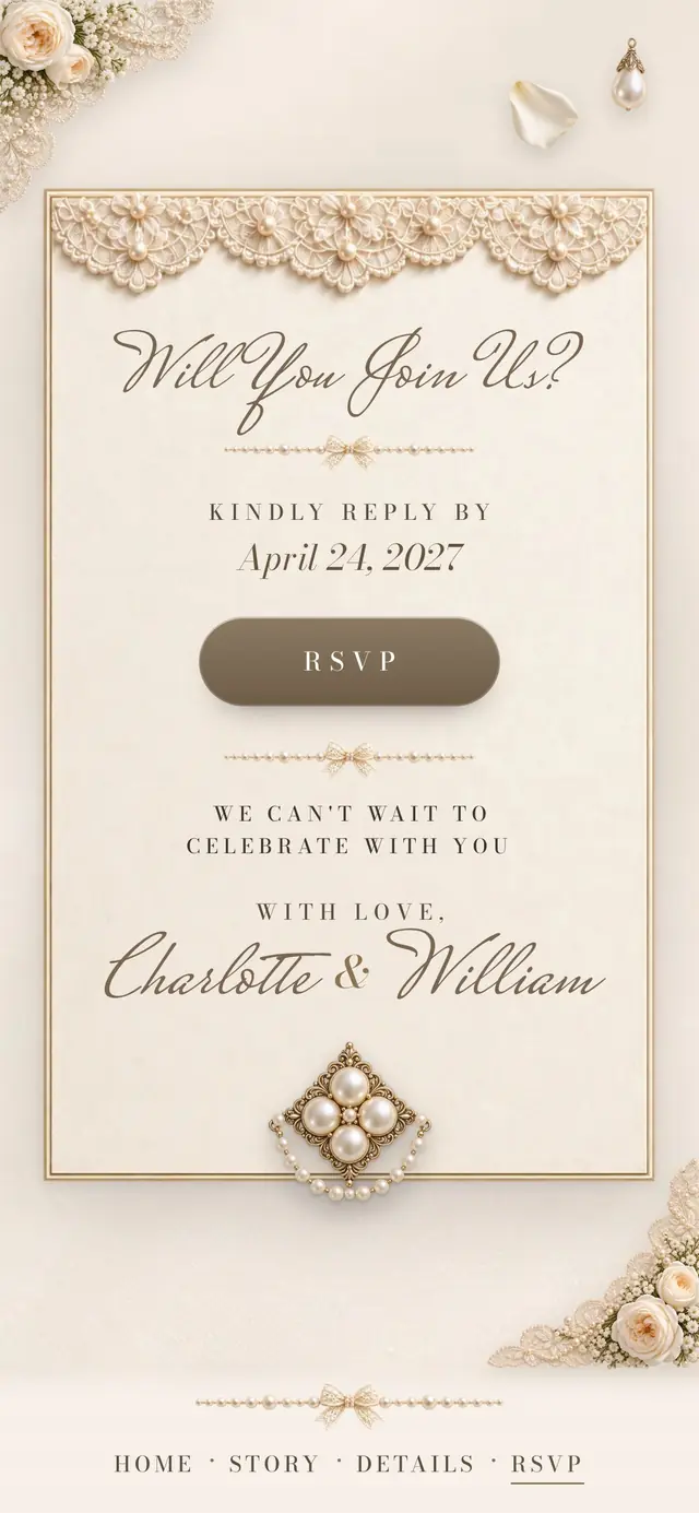 Ivory Lace & Pearls: RSVP page with demo content