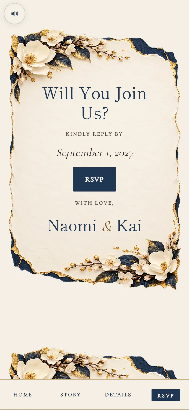 Kintsugi & Washi: RSVP page with demo content