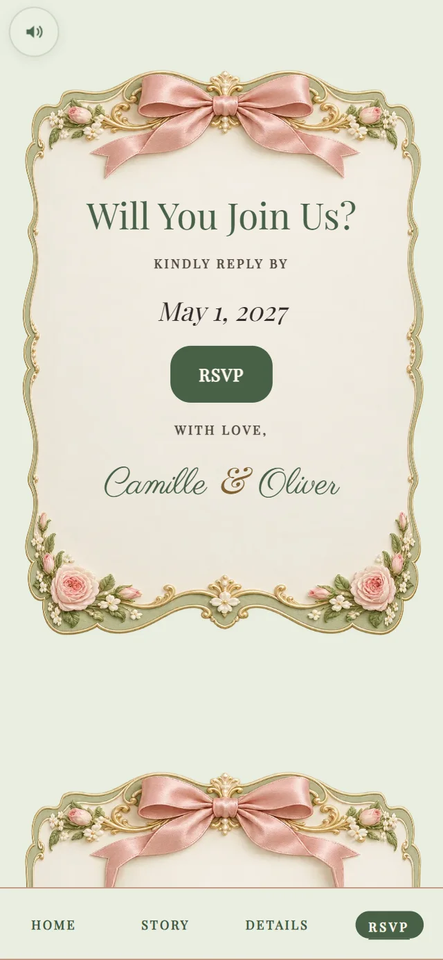 Maison Pâtisserie: RSVP page with demo content