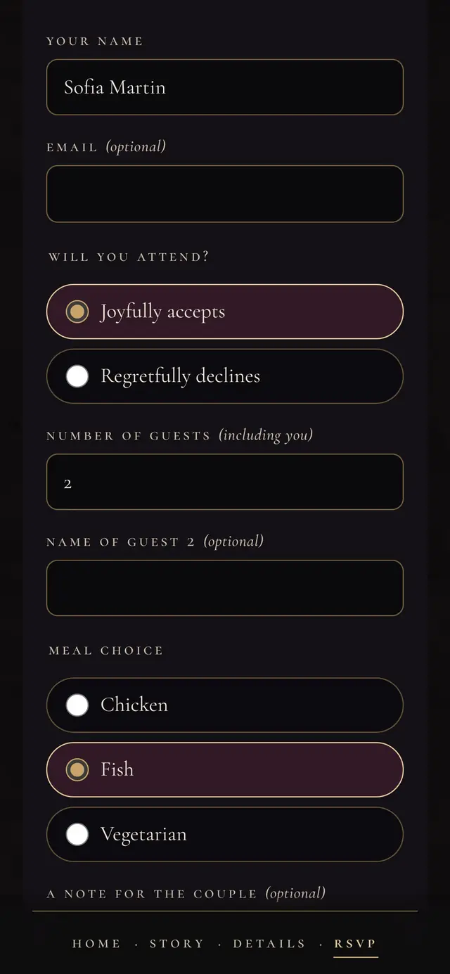 Midnight Garden: Reply form (demo content)