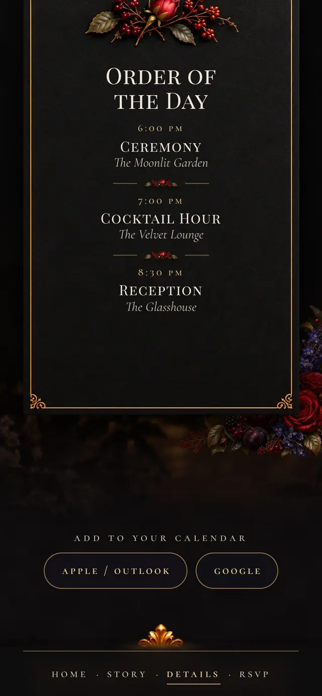 Midnight Garden: Schedule (demo content)
