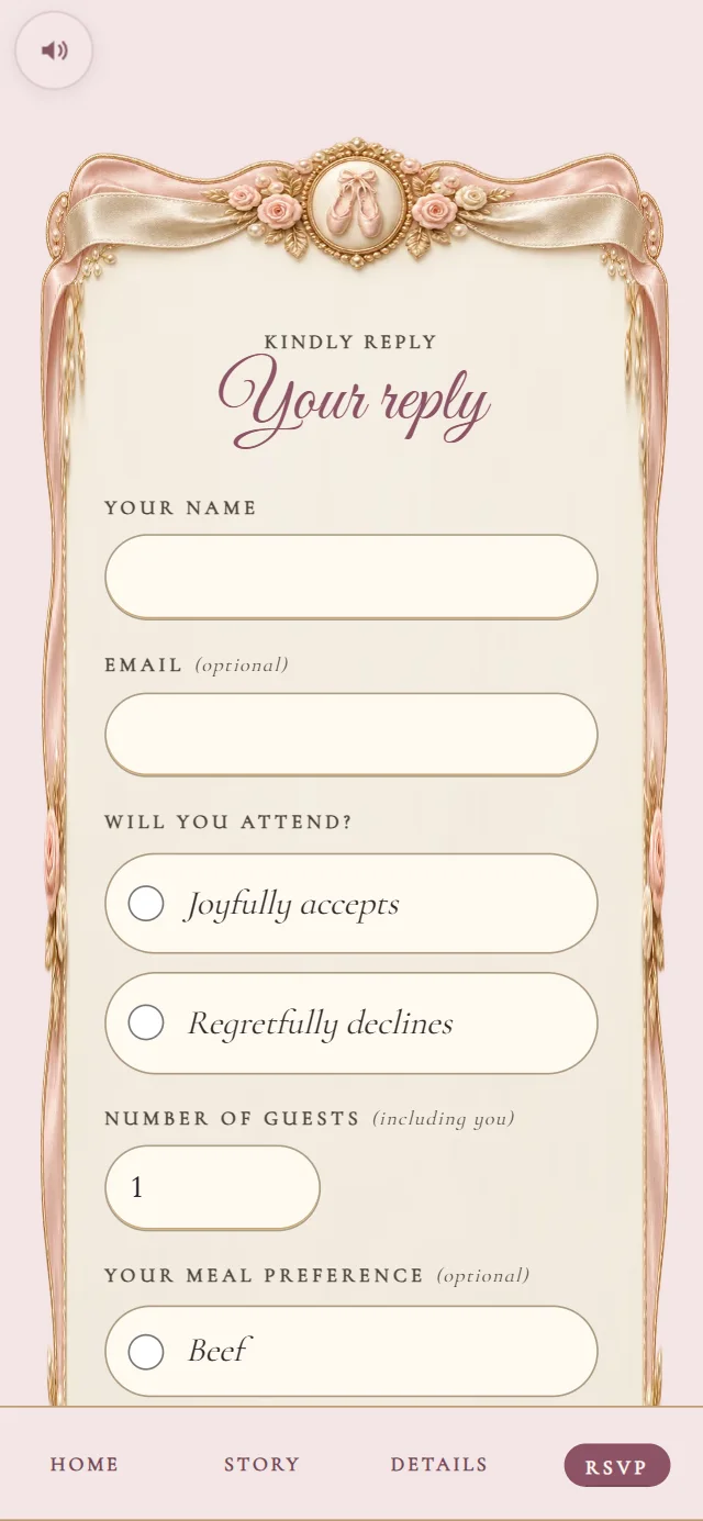 Music Box Ballerina: Reply form (demo content)