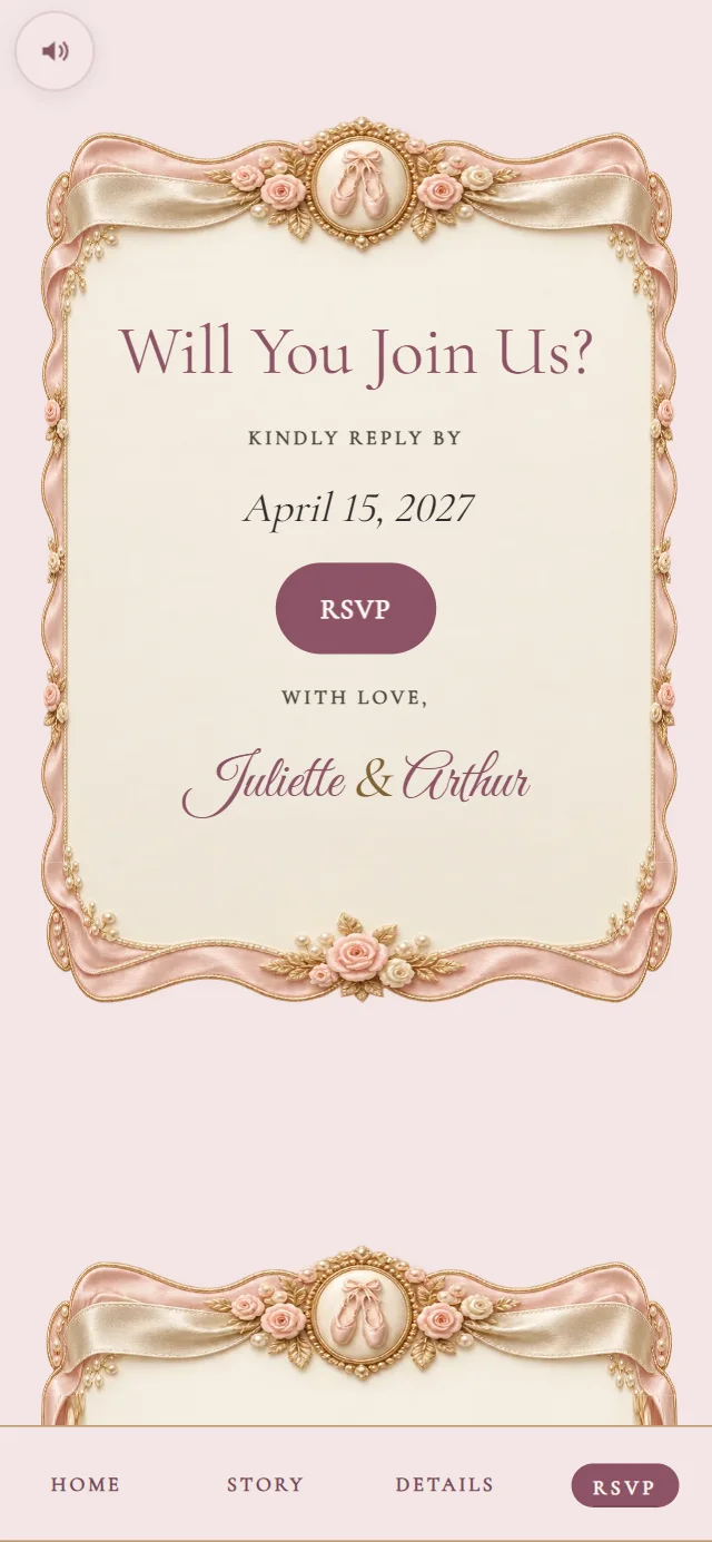 Music Box Ballerina: RSVP page with demo content