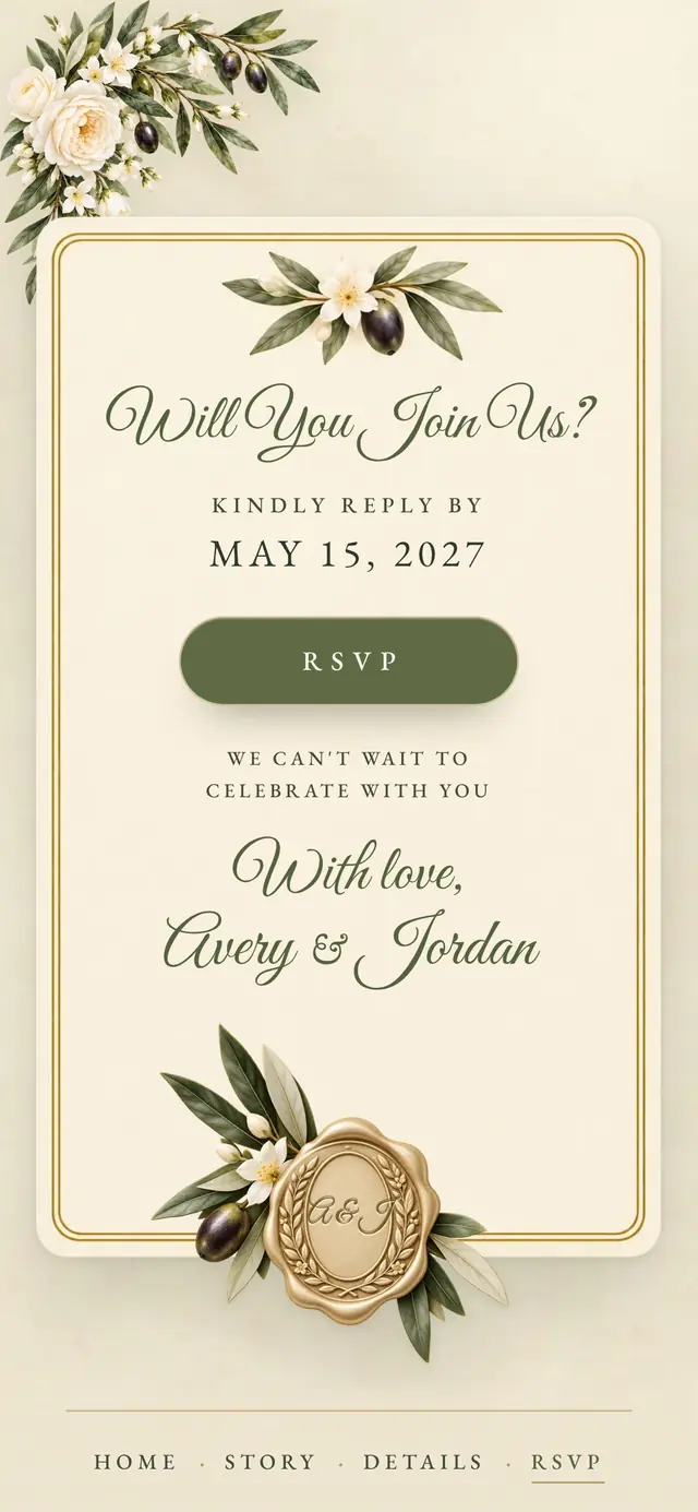 Olive & Ivory: RSVP page with demo content