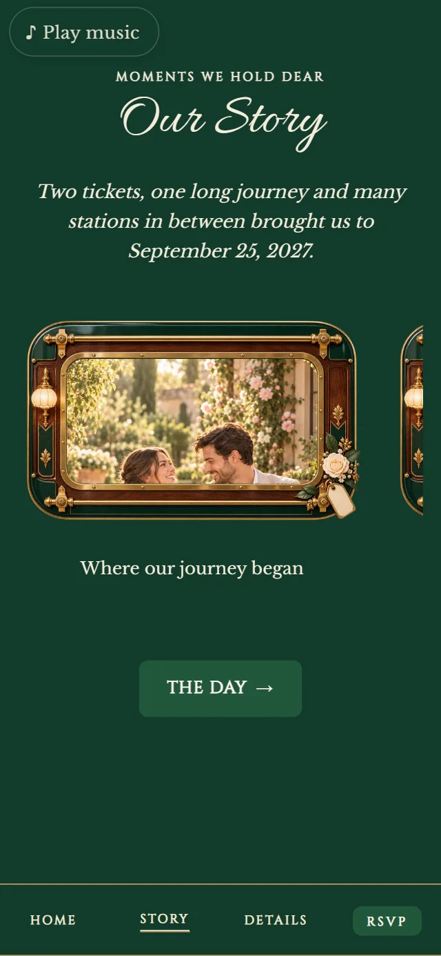 Orient Express Voyage: Our Story page with demo content