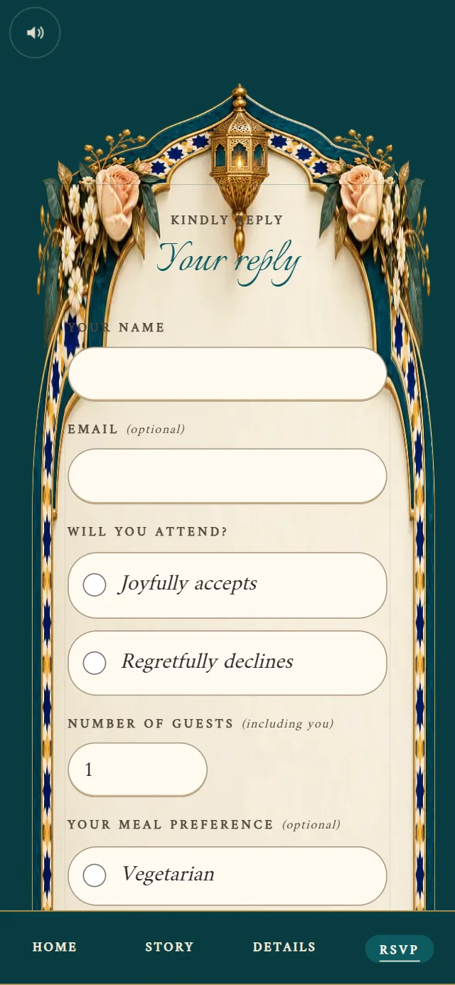 Riad Lantern Nights: Reply form (demo content)