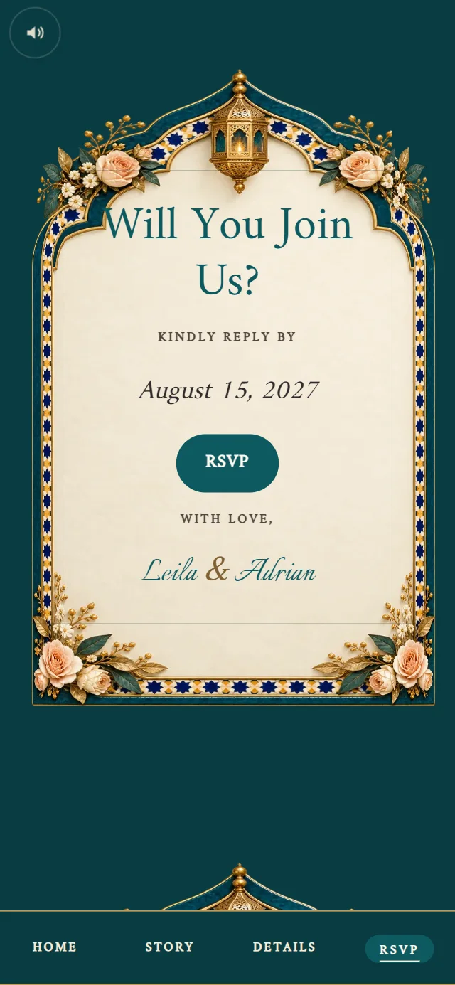 Riad Lantern Nights: RSVP page with demo content