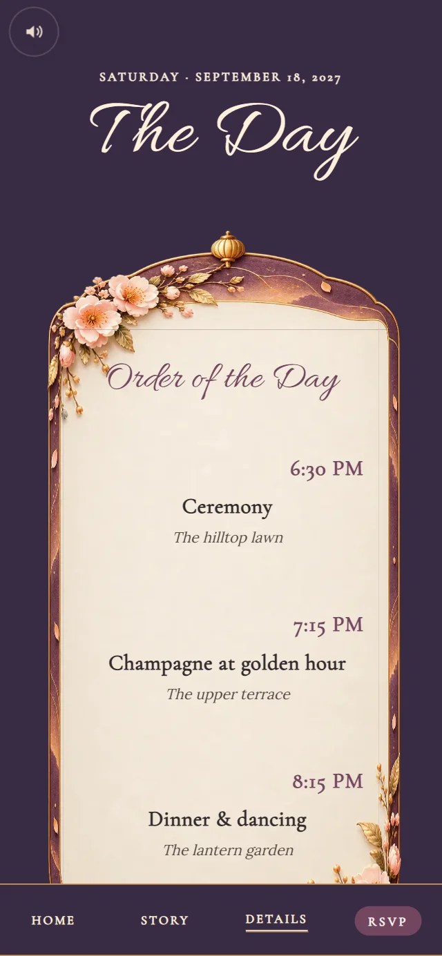 Sky Lantern Festival: Details page with demo content