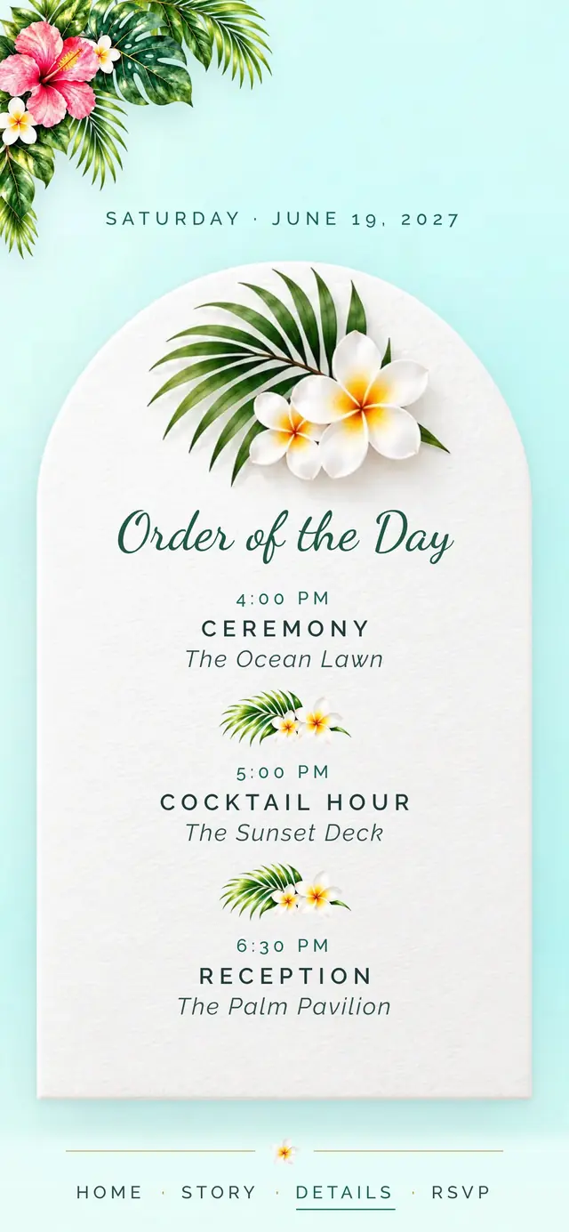 Tropical Destination: Details page with demo content