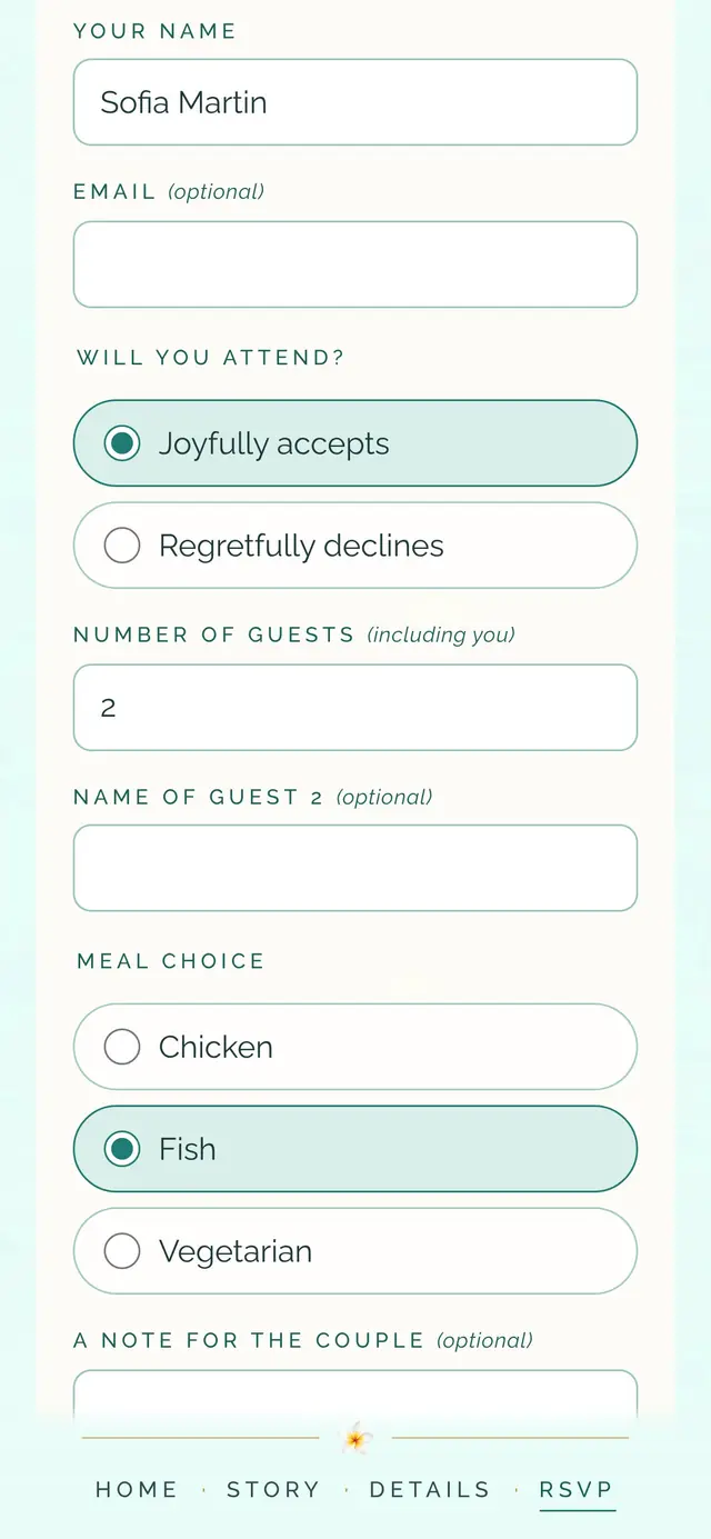 Tropical Destination: Reply form (demo content)