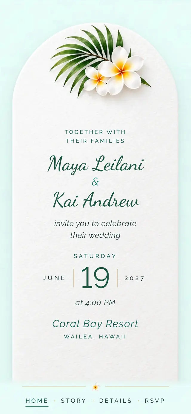 Tropical Destination: Invitation card (demo content)