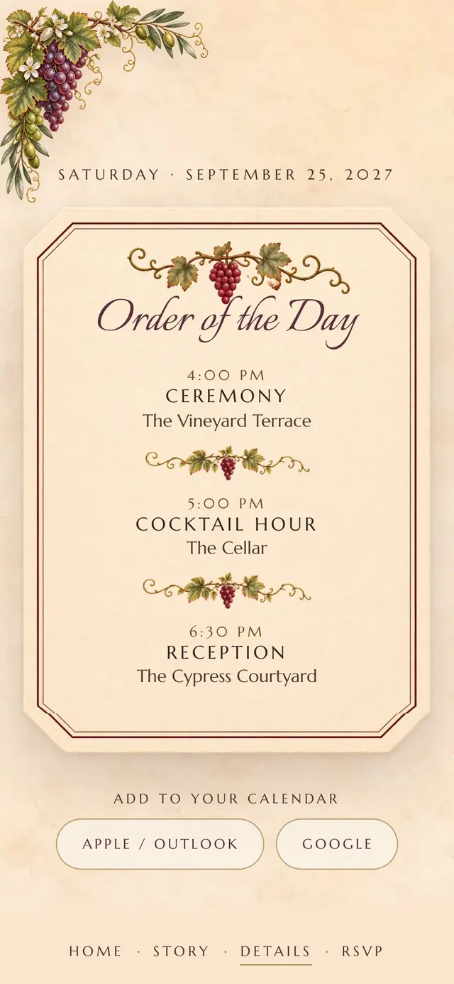 Tuscan Vineyard: Details page with demo content