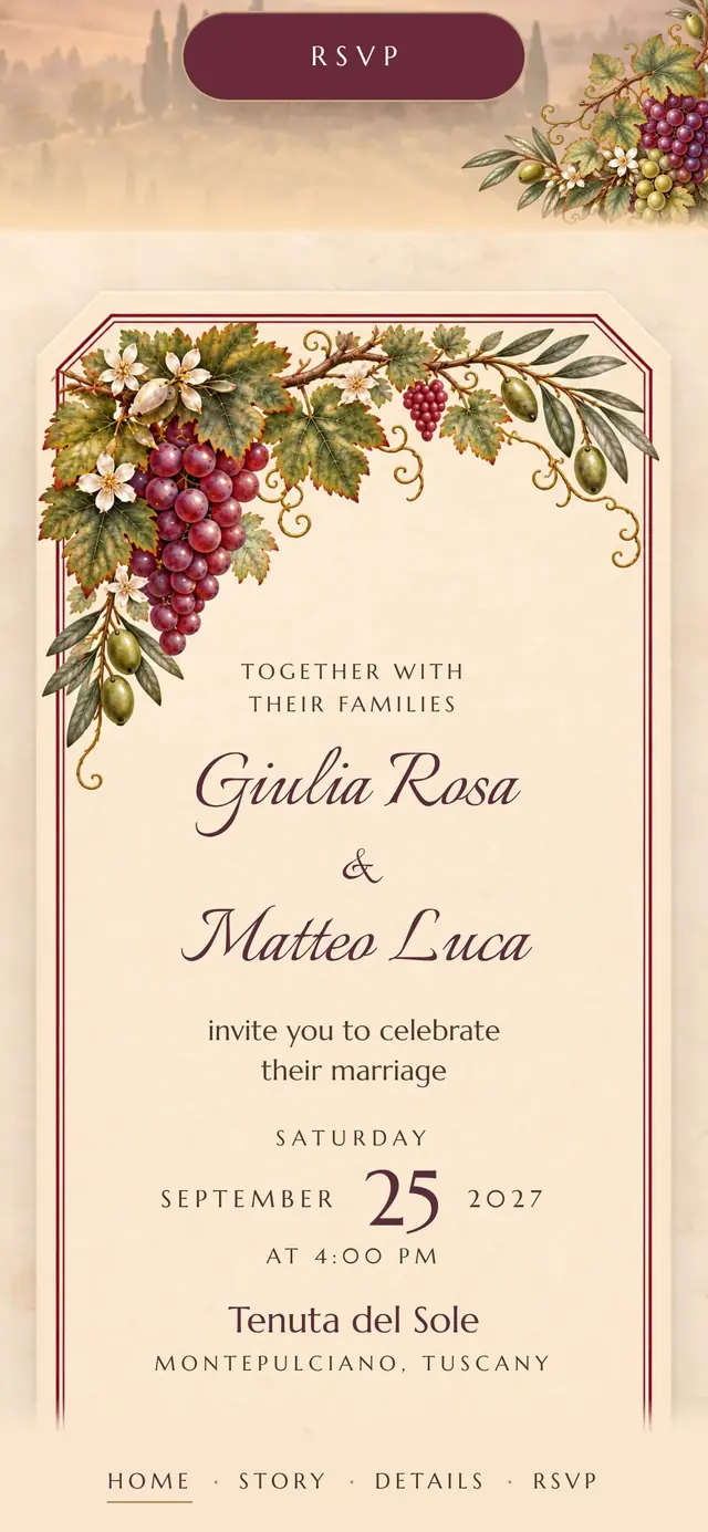 Tuscan Vineyard: Invitation card (demo content)