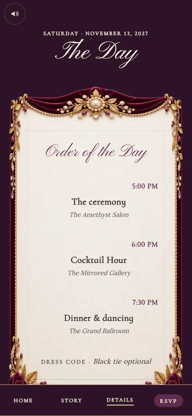 Velvet Jewel Box: Details page with demo content