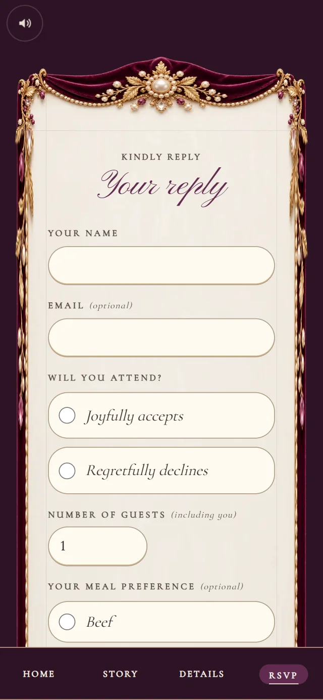 Velvet Jewel Box: Reply form (demo content)