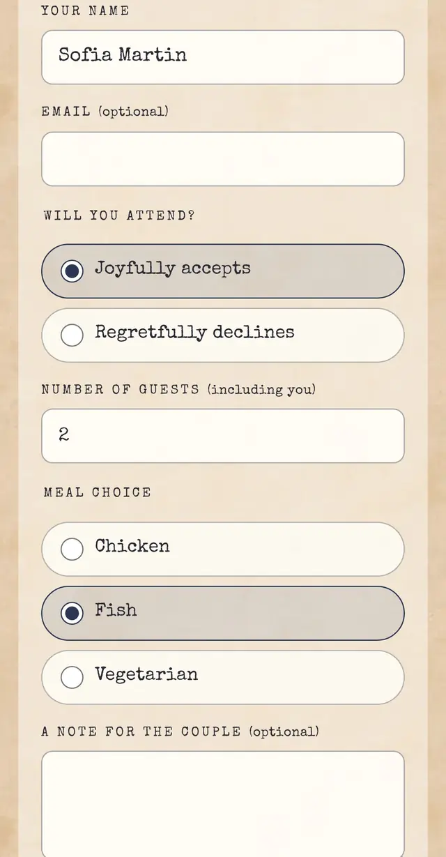 Vintage Airmail Love Letter: Reply form (demo content)