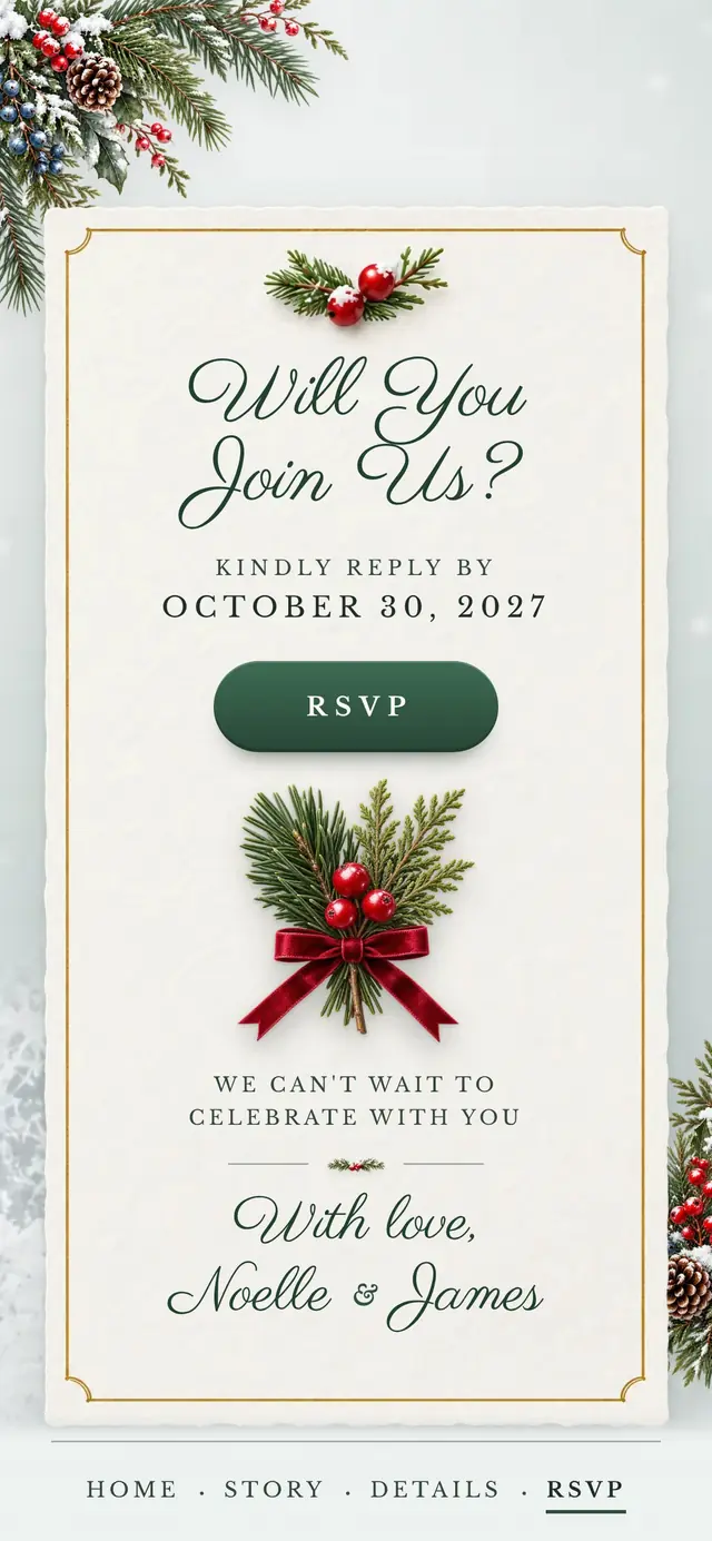Winter Evergreen: RSVP page with demo content